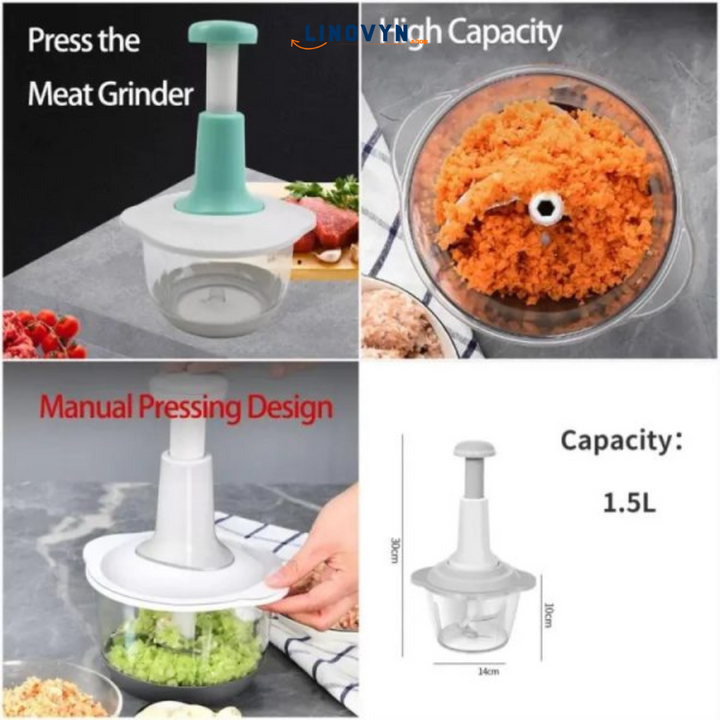 Manual Hand Push Multifunctional Chopper, Grinder and Grater Linovyn